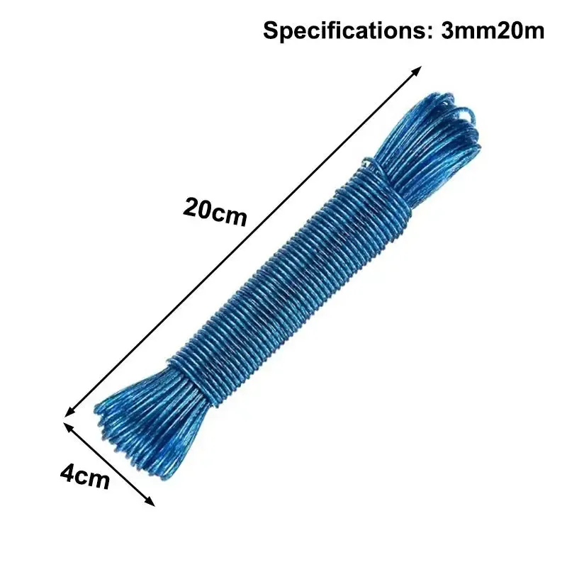 Corde à linge en acier revêtu de PVC, portable, de 10 à 50 m, pour extérieur, jardin et camping 20
