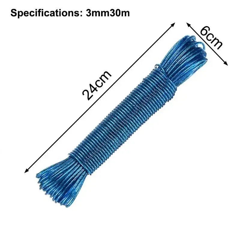Corde à linge en acier revêtu de PVC, portable, de 10 à 50 m, pour extérieur, jardin et camping 31