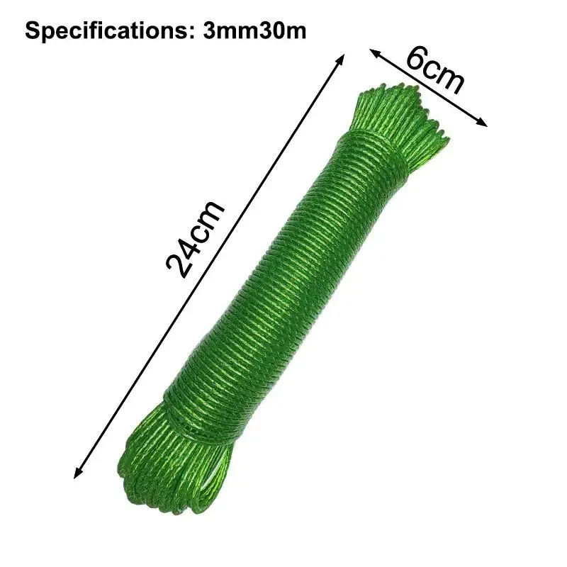 Corde à linge en acier revêtu de PVC, portable, de 10 à 50 m, pour extérieur, jardin et camping 34