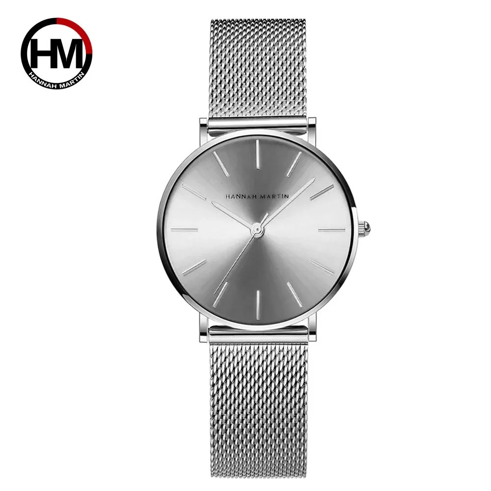 Montre Femme HANNAH MARTIN, Style Nordique Minimaliste, Mouvement Quartz Japonais, Étanche 3 Bar, 36 mm, Or Rose Intégral 23