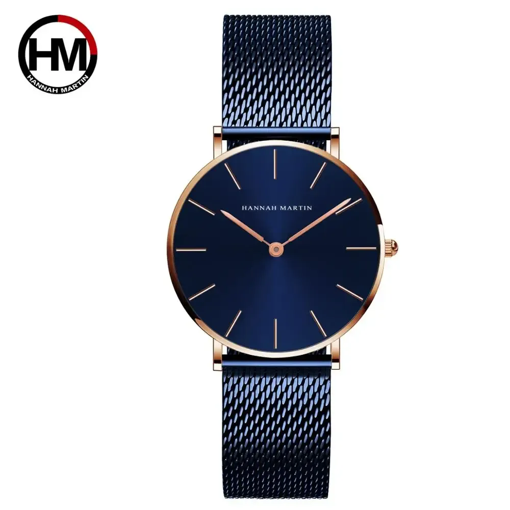 Montre Femme HANNAH MARTIN, Style Nordique Minimaliste, Mouvement Quartz Japonais, Étanche 3 Bar, 36 mm, Or Rose Intégral 8