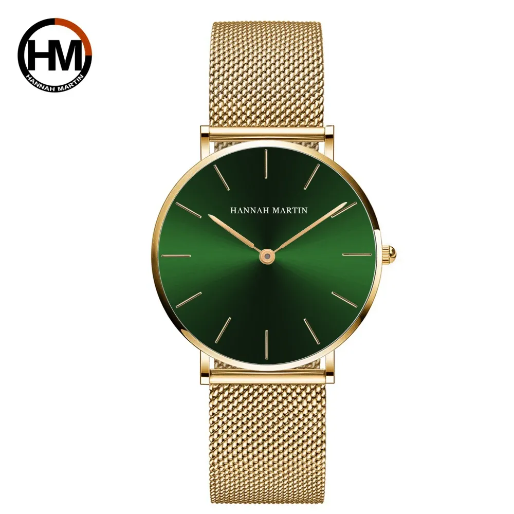 Montre Femme HANNAH MARTIN, Style Nordique Minimaliste, Mouvement Quartz Japonais, Étanche 3 Bar, 36 mm, Or Rose Intégral 9