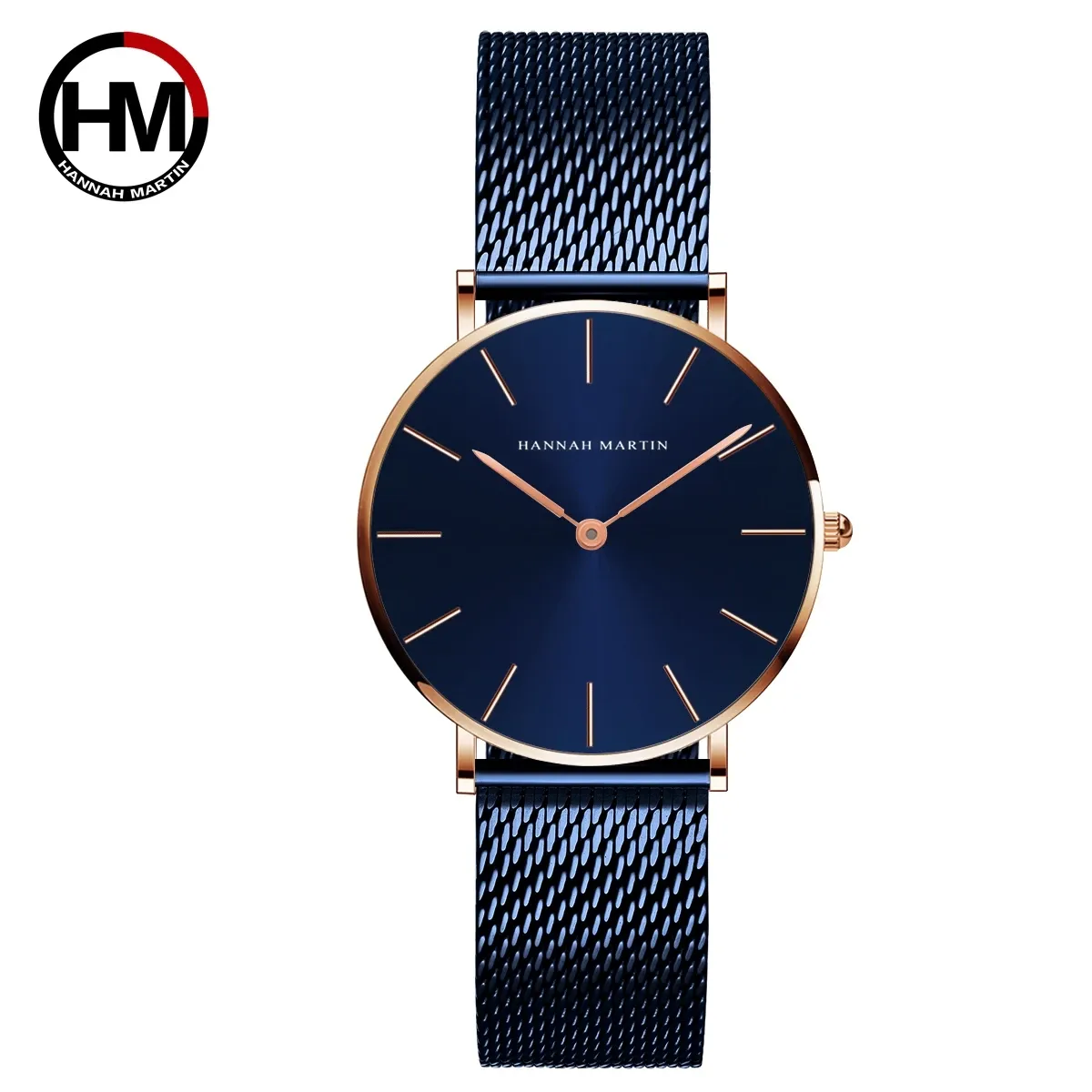 Montre Femme HANNAH MARTIN, Style Nordique Minimaliste, Mouvement Quartz Japonais, Étanche 3 Bar, 36 mm, Or Rose Intégral 11