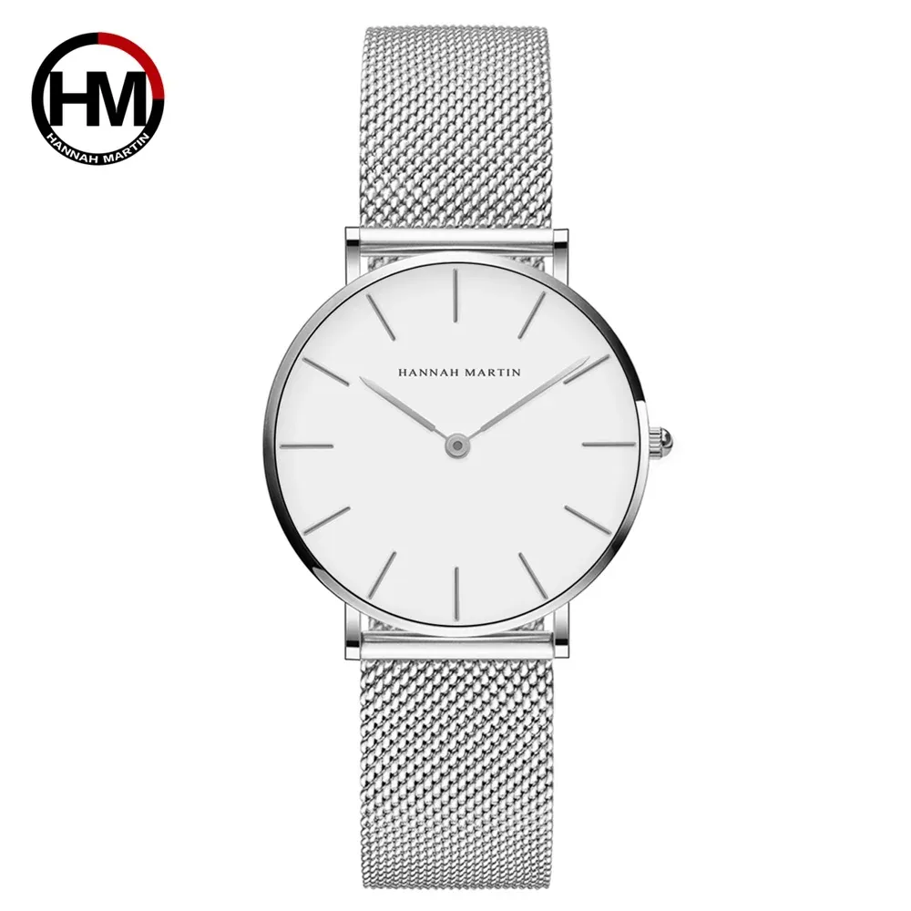 Montre Femme HANNAH MARTIN, Style Nordique Minimaliste, Mouvement Quartz Japonais, Étanche 3 Bar, 36 mm, Or Rose Intégral 15