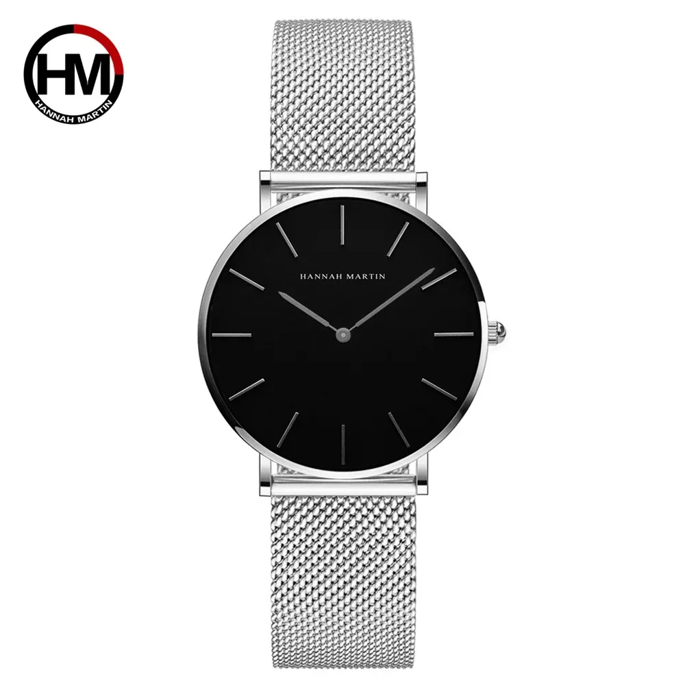 Montre Femme HANNAH MARTIN, Style Nordique Minimaliste, Mouvement Quartz Japonais, Étanche 3 Bar, 36 mm, Or Rose Intégral 16