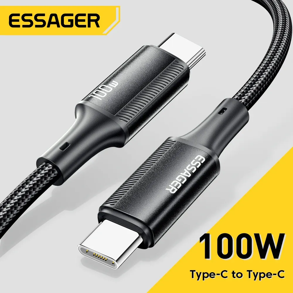 Câble USB-C vers USB-C 100 W Essager, charge rapide 5 A pour MacBook, iPad, OnePlus, Xiaomi et iPhone 15