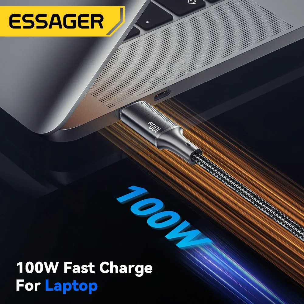 Câble USB-C vers USB-C 100 W Essager, charge rapide 5 A pour MacBook, iPad, OnePlus, Xiaomi et iPhone 15 2