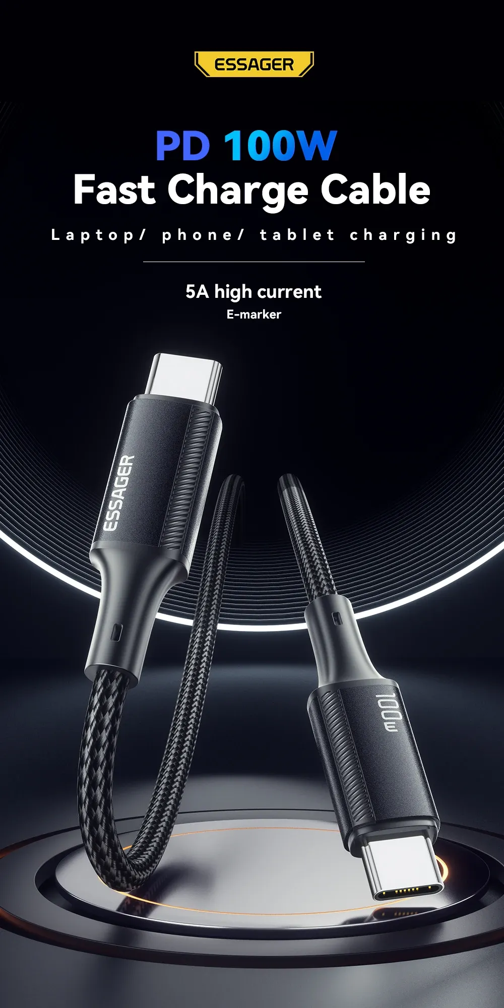 Vue d'ensemble du câble Essager USB Type-C