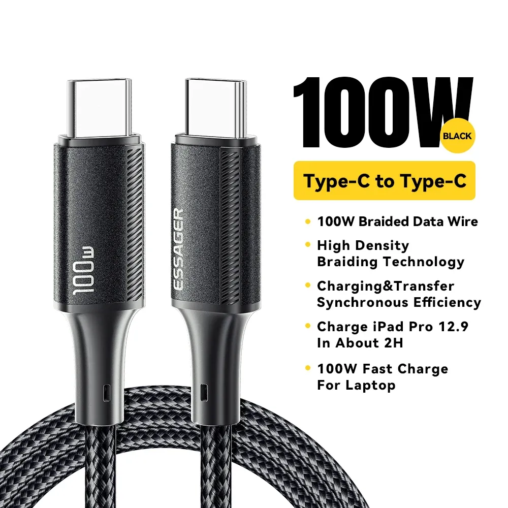 Câble USB-C vers USB-C 100 W Essager, charge rapide 5 A pour MacBook, iPad, OnePlus, Xiaomi et iPhone 15 7