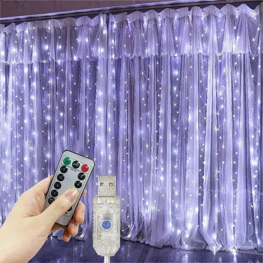Guirlande lumineuse LED à 8 modes avec prise USB, décoration de mariage et d'intérieur 3