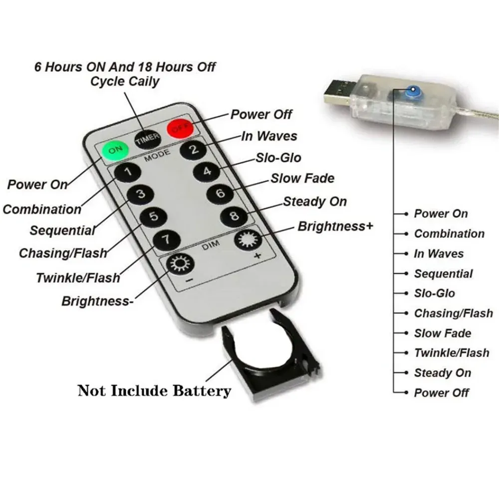 Guirlande lumineuse LED à 8 modes avec prise USB, décoration de mariage et d'intérieur 5