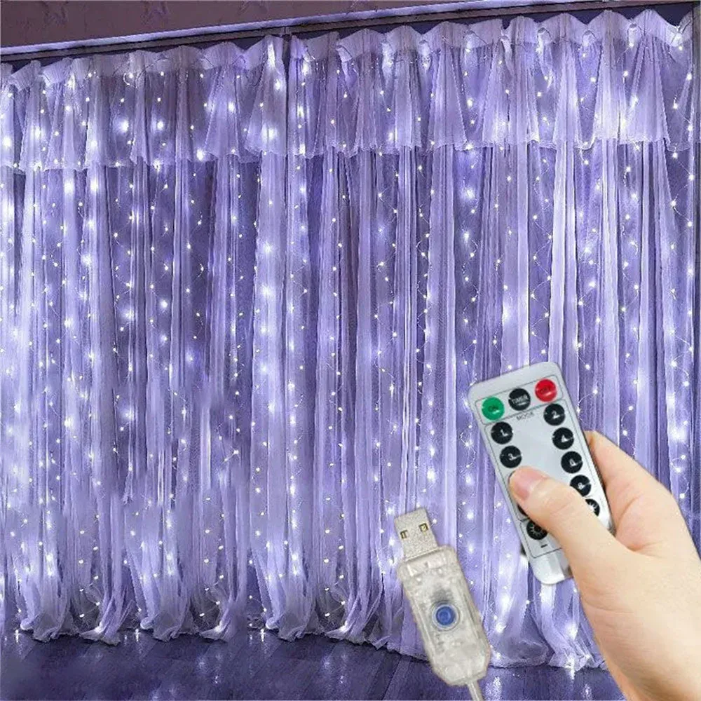 Guirlande lumineuse LED à 8 modes avec prise USB, décoration de mariage et d'intérieur 12