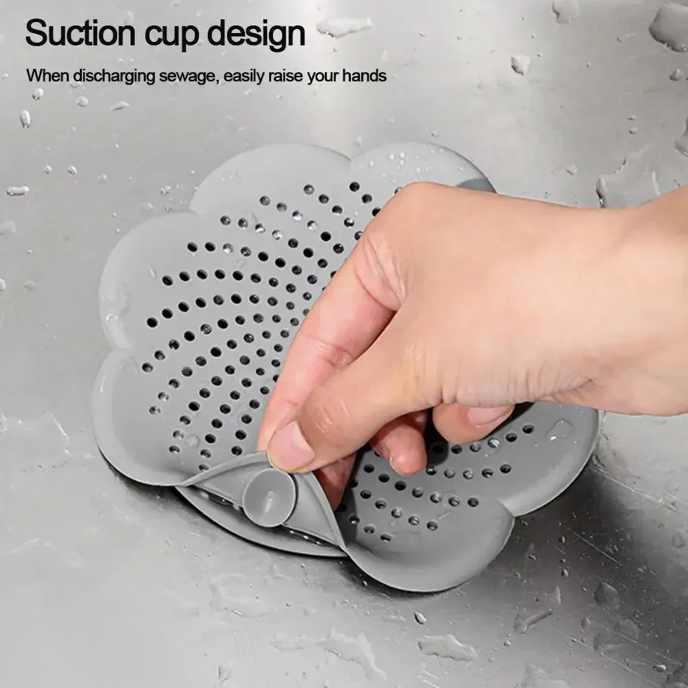 Bouchon de vidange de sol en silicone en forme de fleur, filtre de siphon à mailles anti-obstruction, capture des cheveux et déchets, accessoire pour cuisine et salle de bain 5
