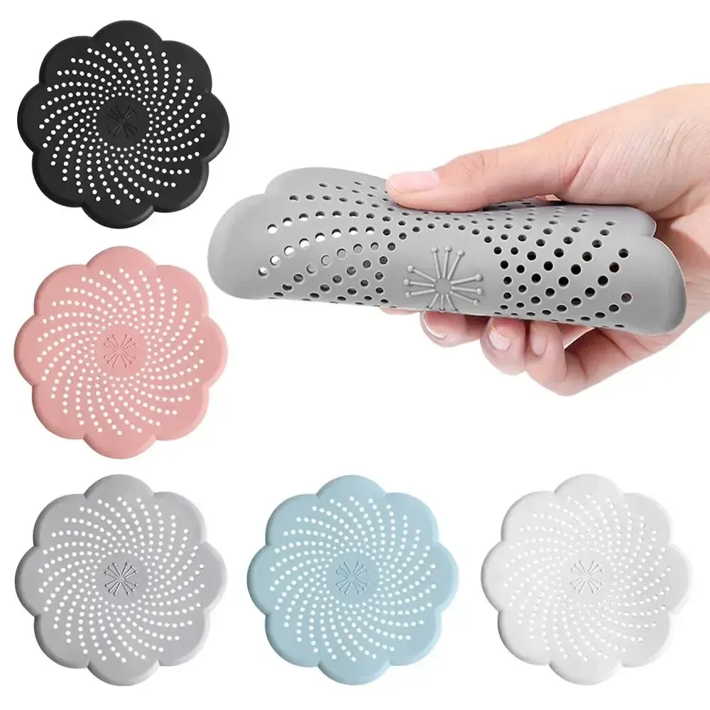Bouchon de vidange de sol en silicone en forme de fleur, filtre de siphon à mailles anti-obstruction, capture des cheveux et déchets, accessoire pour cuisine et salle de bain 6