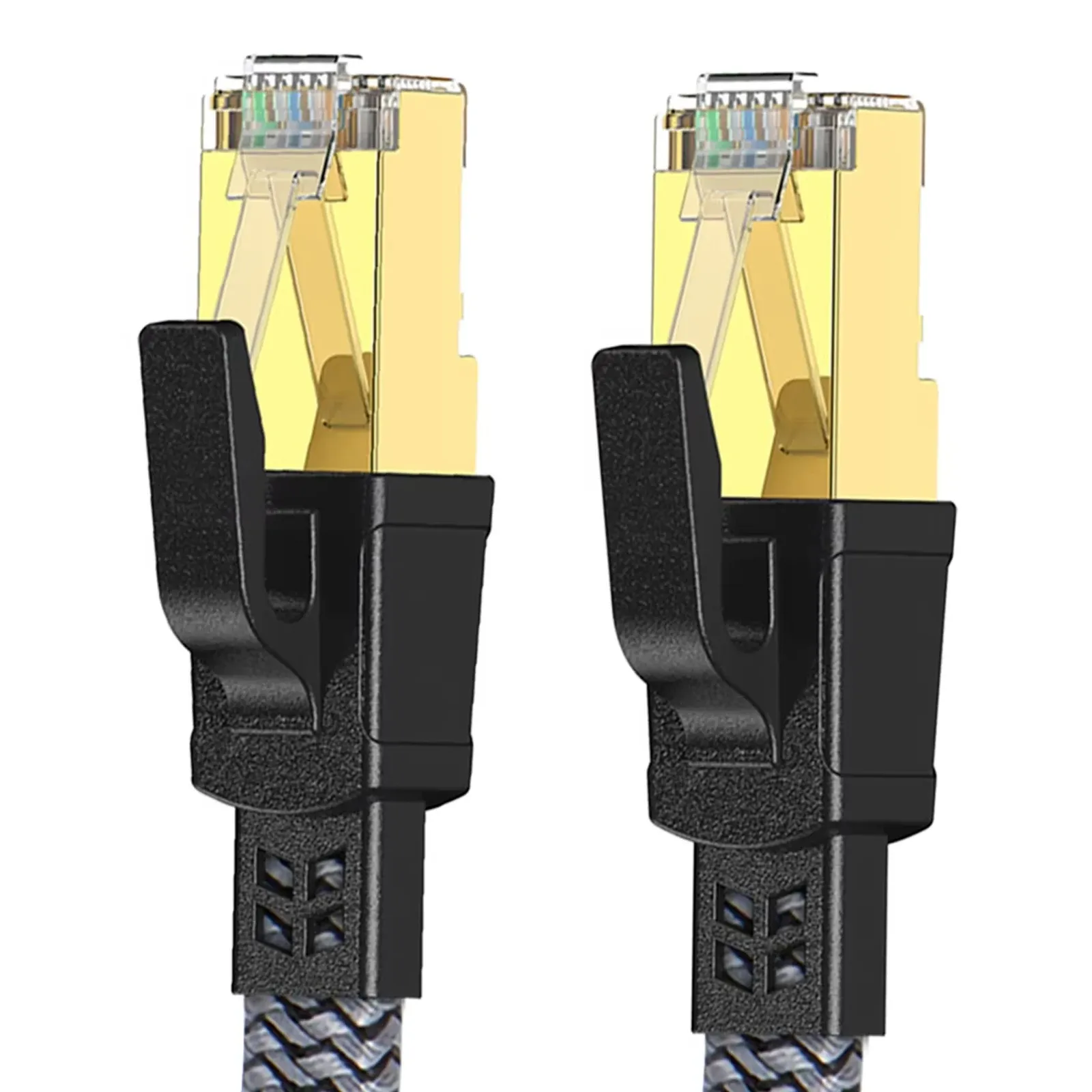 Câble Ethernet CAT8 40 Gbps, câble réseau LAN plat en nylon tressé pour PC, modem, ordinateur portable, PS5, routeur, connecteur RJ45 7