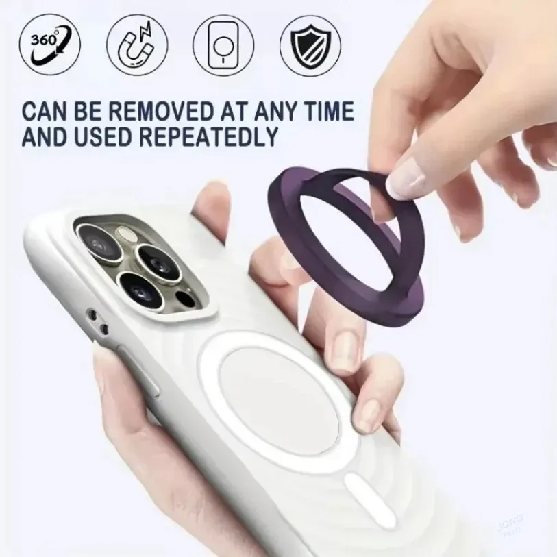 Anneau de maintien magnétique amovible en silicone liquide imperméable pour téléphone, compatible iPhone et Android 5