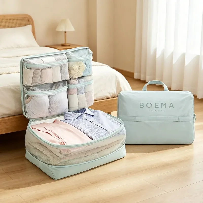 Sacs de compression 5 en 1 pour voyage : organisateurs de bagages portables à compartiments multiples 3