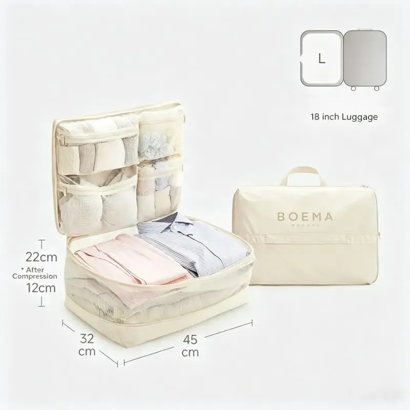 Sacs de compression 5 en 1 pour voyage : organisateurs de bagages portables à compartiments multiples 6