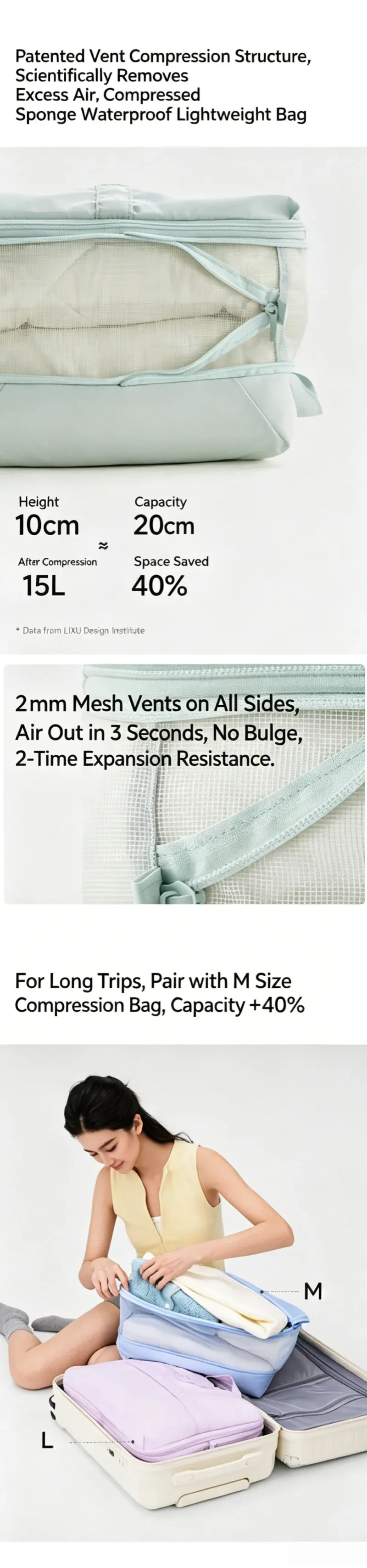 Sacs de compression 5 en 1 pour voyage, vue détaillée 2