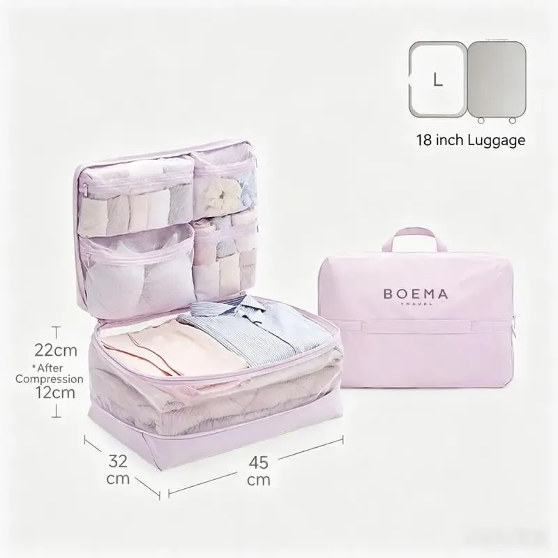 Sacs de compression 5 en 1 pour voyage : organisateurs de bagages portables à compartiments multiples 14