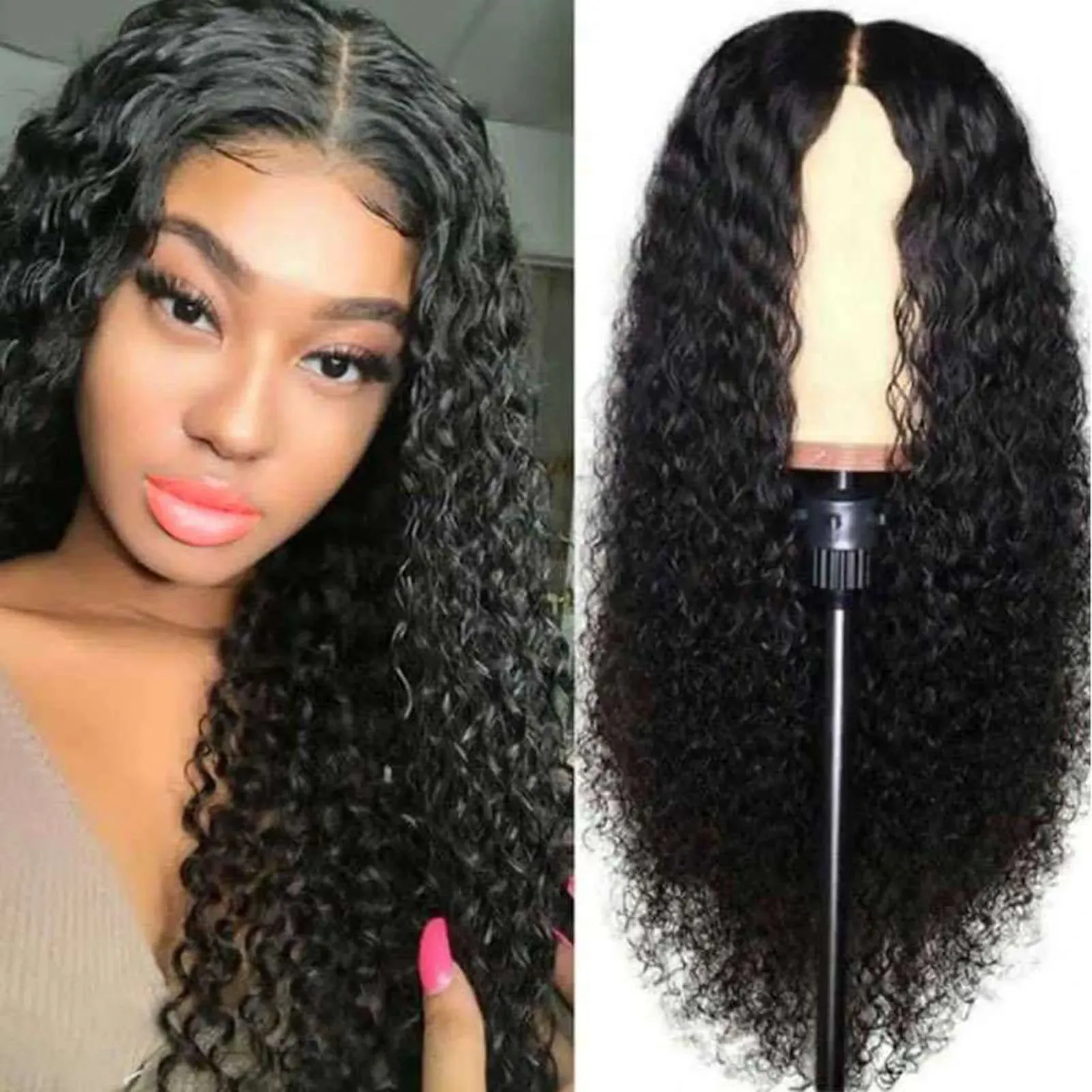 Perruque longue bouclée synthétique résistante à la chaleur pour cosplay et fêtes 3