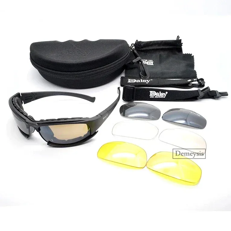 Lunettes de soleil tactiques polarisées Daisy avec 4 verres, idéales pour le sport et la randonnée en plein air, livrées avec boîte d'origine 2