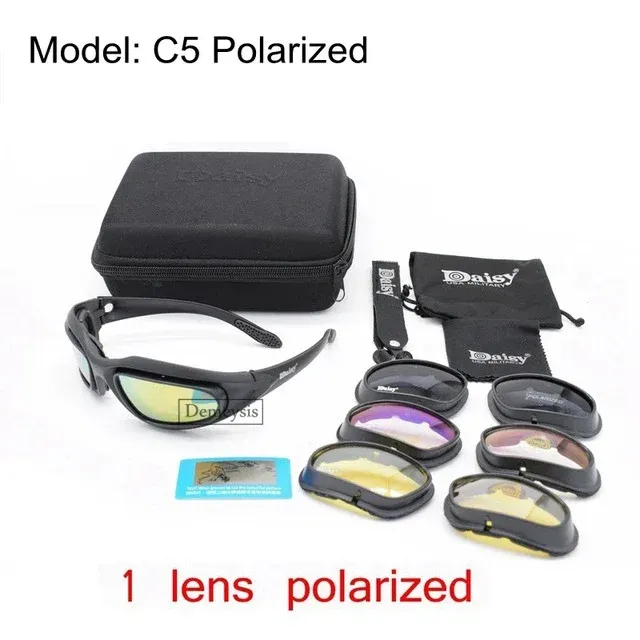 Lunettes de soleil tactiques polarisées Daisy avec 4 verres, idéales pour le sport et la randonnée en plein air, livrées avec boîte d'origine 11
