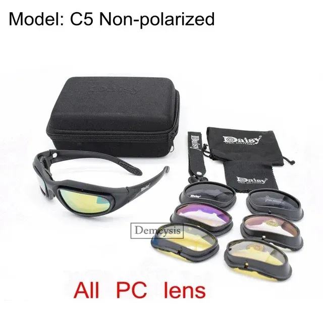 Lunettes de soleil tactiques polarisées Daisy avec 4 verres, idéales pour le sport et la randonnée en plein air, livrées avec boîte d'origine 7
