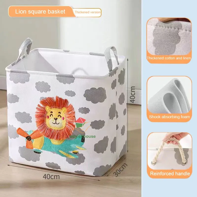 Panier de rangement pliable en lin avec poignée, organisateur en tissu pour armoire, bureau et chambre, idéal pour jouets et linge 11