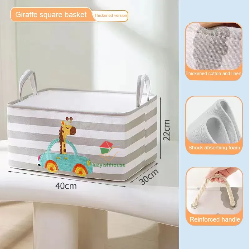Panier de rangement pliable en lin avec poignée, organisateur en tissu pour armoire, bureau et chambre, idéal pour jouets et linge 9