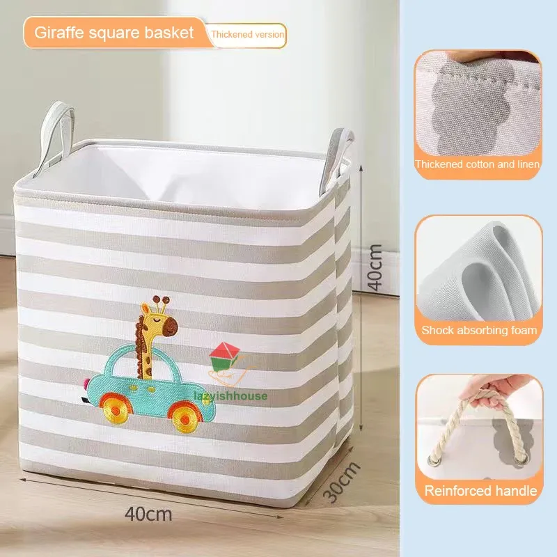 Panier de rangement pliable en lin avec poignée, organisateur en tissu pour armoire, bureau et chambre, idéal pour jouets et linge 8