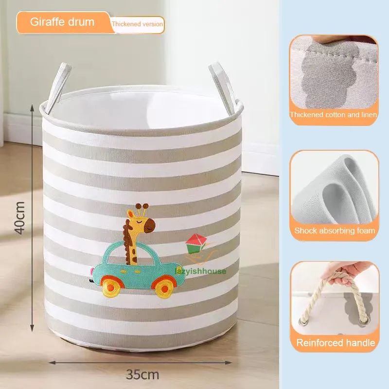 Panier de rangement pliable en lin avec poignée, organisateur en tissu pour armoire, bureau et chambre, idéal pour jouets et linge 7