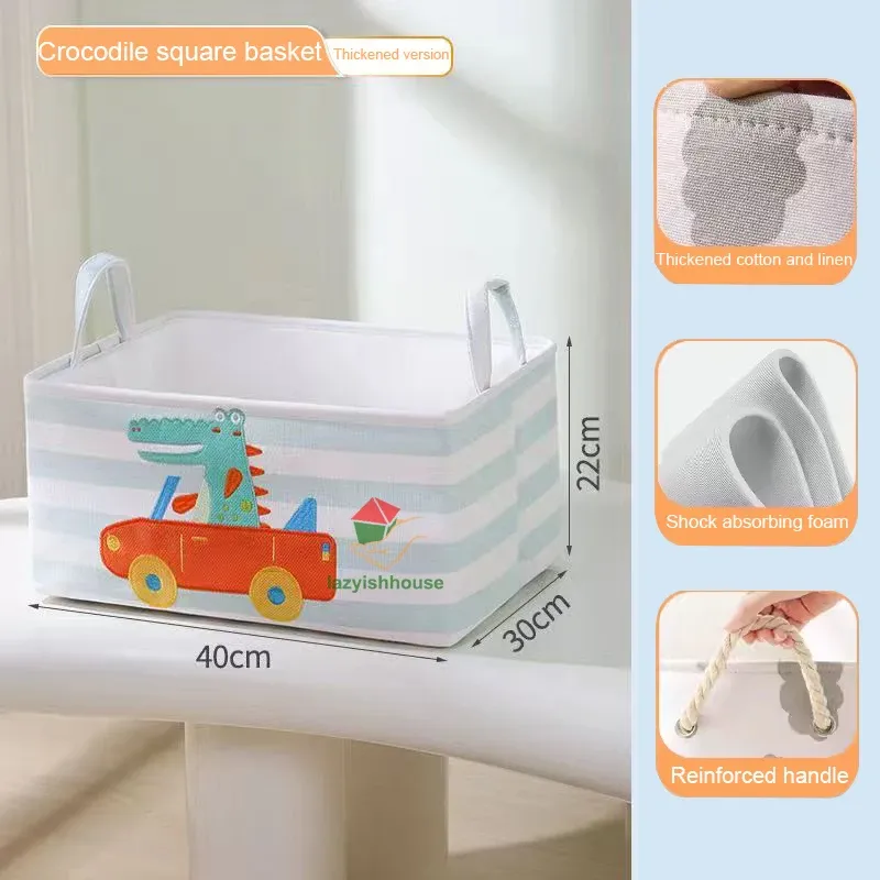 Panier de rangement pliable en lin avec poignée, organisateur en tissu pour armoire, bureau et chambre, idéal pour jouets et linge 18