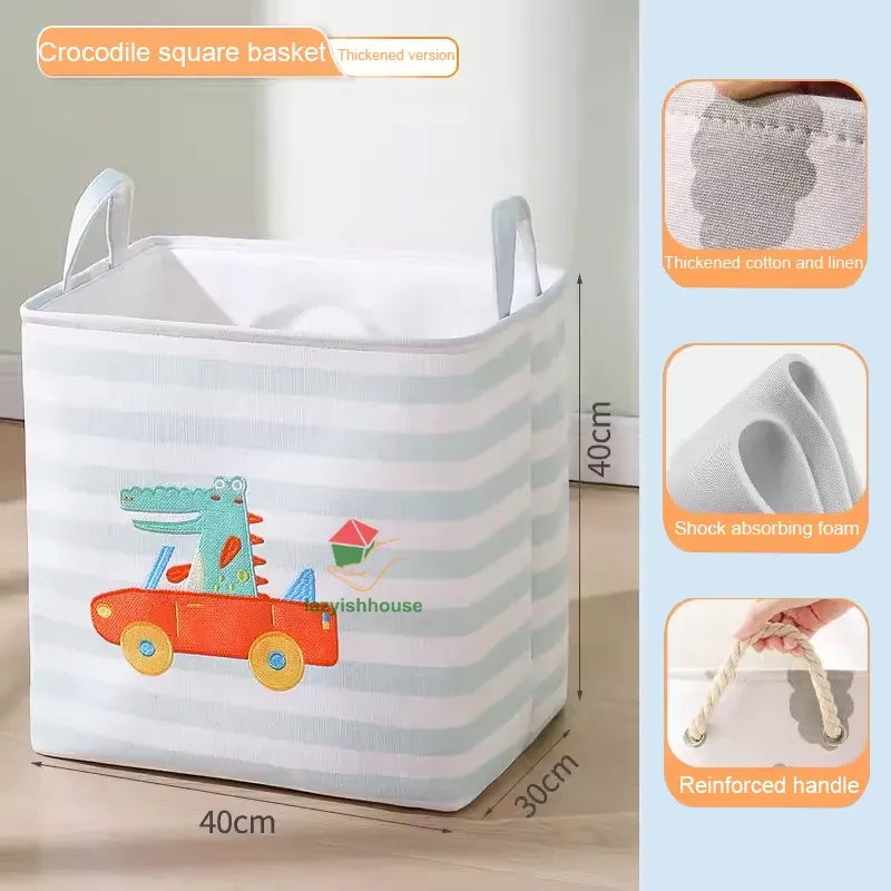 Panier de rangement pliable en lin avec poignée, organisateur en tissu pour armoire, bureau et chambre, idéal pour jouets et linge 17