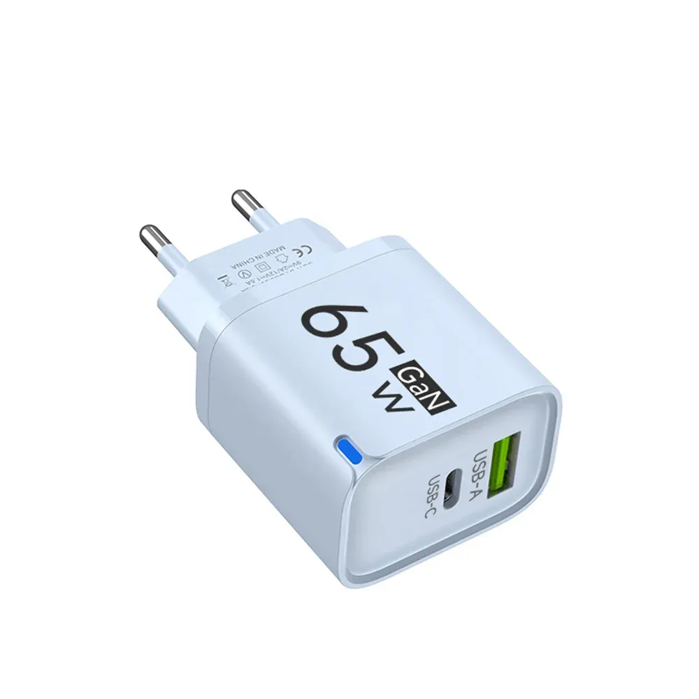 Chargeur mural GaN USB-C 65 W à charge rapide compatible iPhone, Samsung, Xiaomi, Huawei, Honor et OnePlus 6