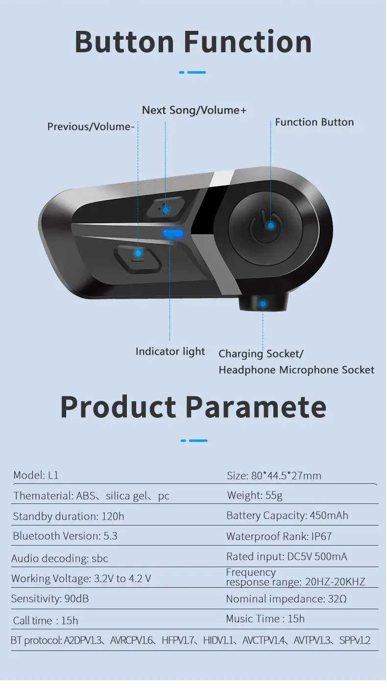 Casque de moto Bluetooth 5.3 mise en situation