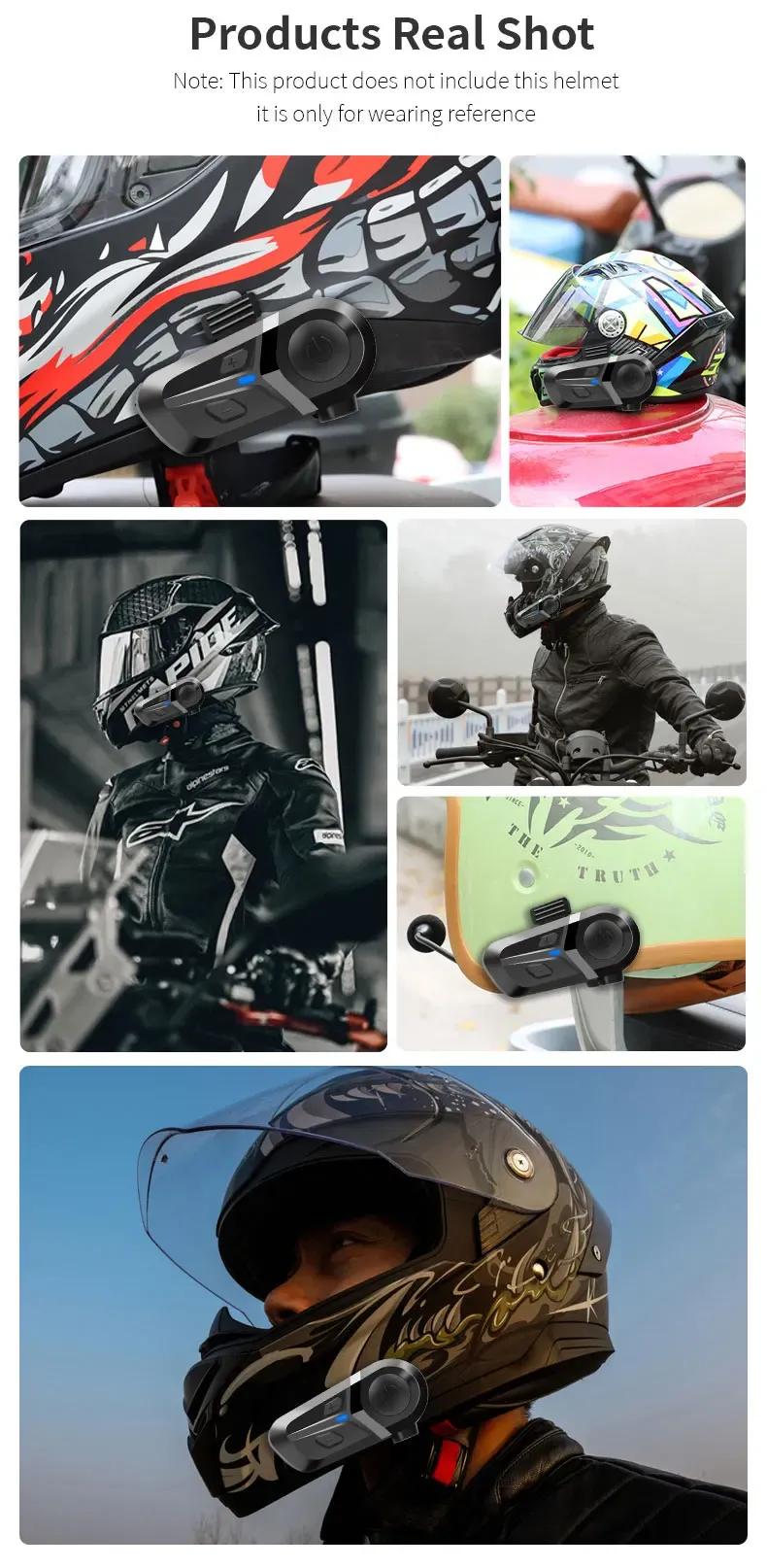 Casque de moto Bluetooth 5.3 vue complète