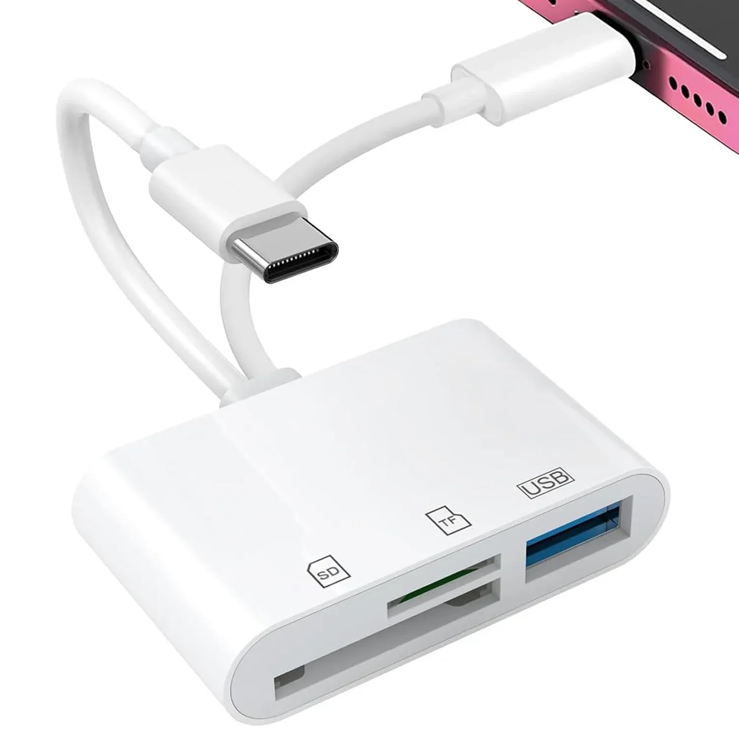 Lecteur de cartes SD et TF pour iPhone, iPad, Samsung et Xiaomi, adaptateur USB pour appareils photo et caméras de chasse