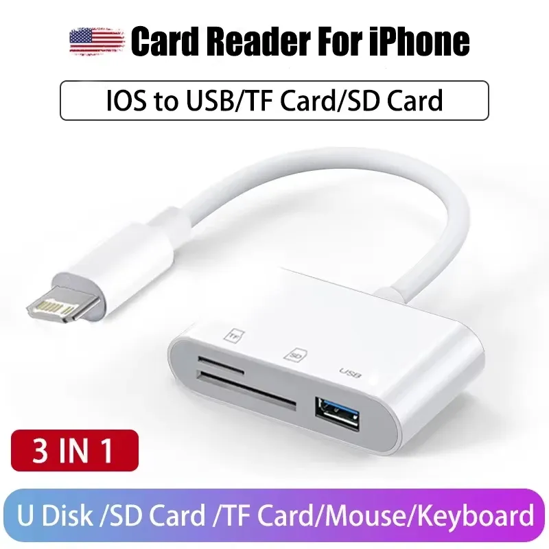 Lecteur de cartes SD et TF pour iPhone, iPad, Samsung et Xiaomi, adaptateur USB pour appareils photo et caméras de chasse 10