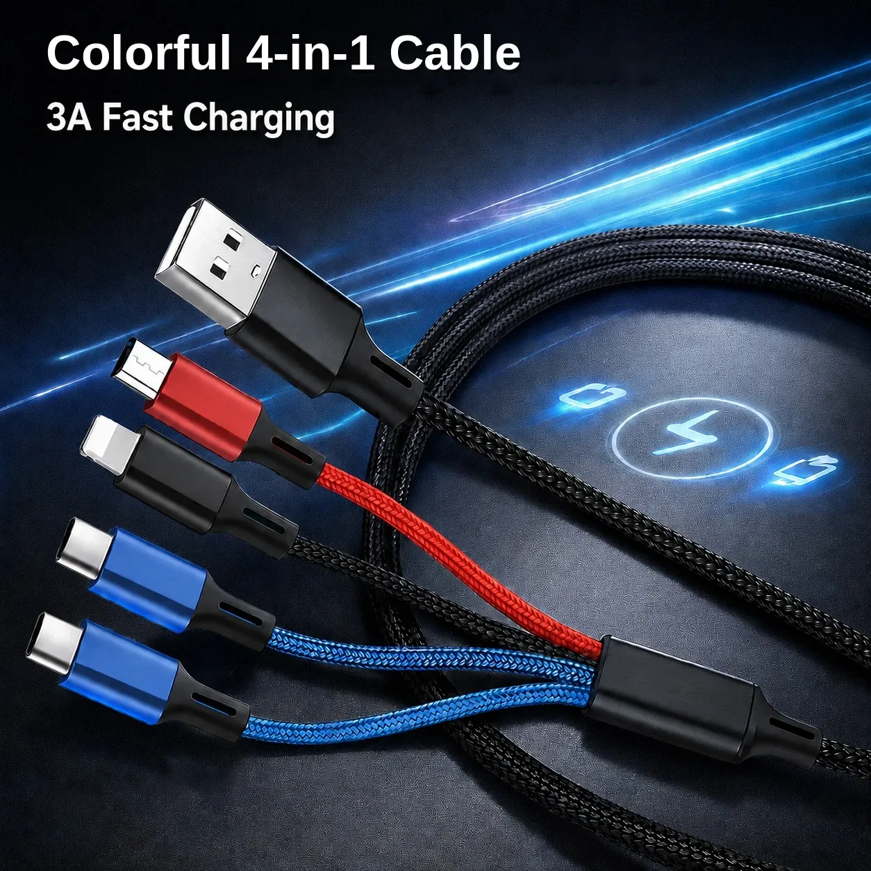 Câble de charge multi-prise 4 en 1 vue principale