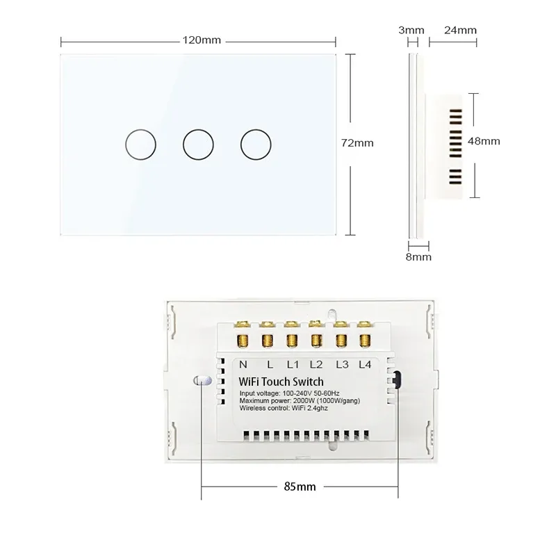 Interrupteur intelligent Wi-Fi compatible eWelink, Bluetooth et RF, avec commande vocale Alexa et Google Assistant, sans fil neutre, installation facile, pour éclairage 5