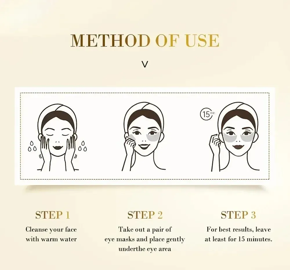 Masque pour les yeux doré aux algues, hydratation longue durée et effet anti-poches 5