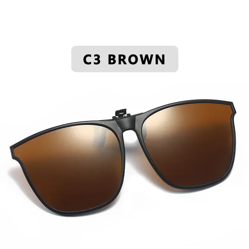 Lunettes de soleil polarisées à clip pour hommes, conduite automobile, anti-éblouissement, style vintage carré 10