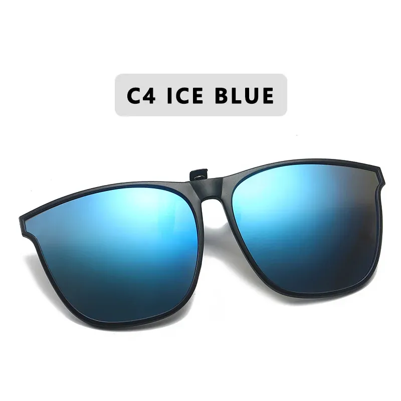 Lunettes de soleil polarisées à clip pour hommes, conduite automobile, anti-éblouissement, style vintage carré 7