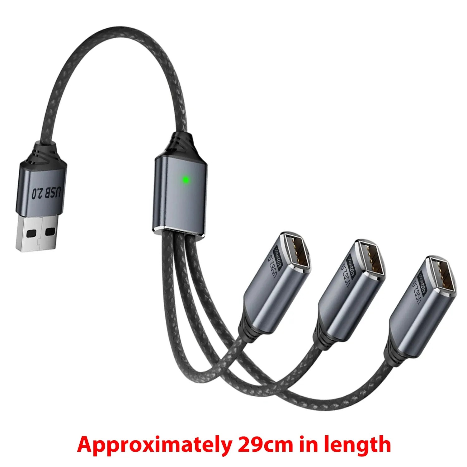 Câble séparateur USB-A / USB-C 3 en 1, adaptateur multiport mâle/femelle avec charge et transfert de données 480 Mbps 8