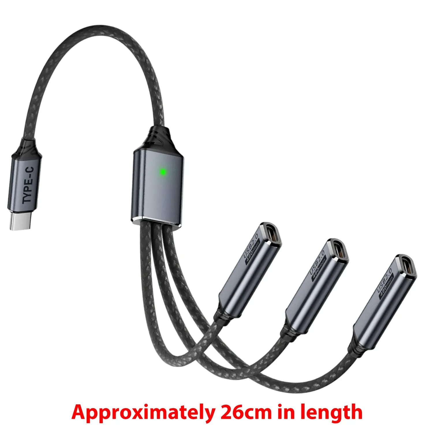 Câble séparateur USB-A / USB-C 3 en 1, adaptateur multiport mâle/femelle avec charge et transfert de données 480 Mbps 7