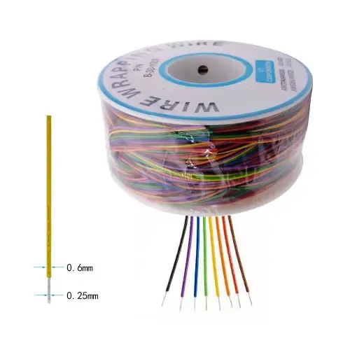 Fil métallique 250 m 30 AWG, 8 couleurs, fil à souder pour circuit imprimé, cavalier pour plaque d'essai de 0,55 mm, fil isolé coloré, cuivre pur étamé 3