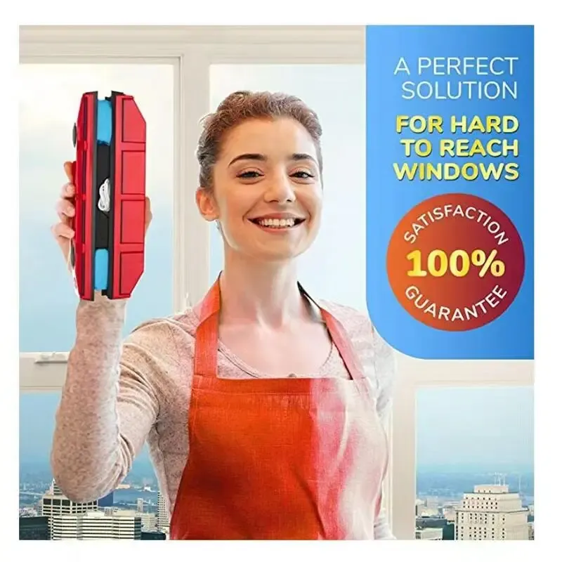Brosse magnétique double face pour vitres avec décharge d'eau automatique, pour façades de bâtiments en hauteur 3
