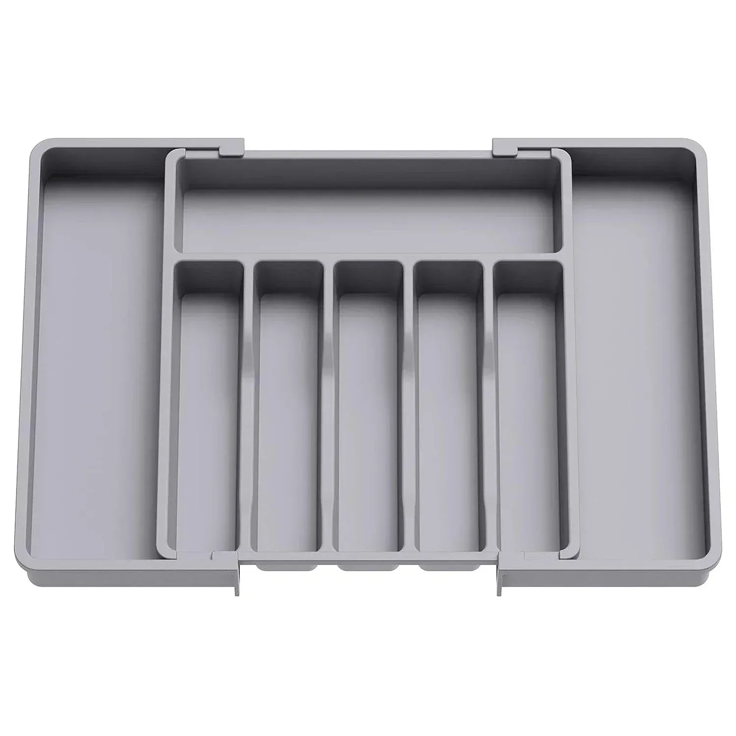 Organisateur de tiroir à couverts en plastique réglable et amélioré, plateau de rangement modulable, range-couverts gain de place pour couteaux, cuillères et vaisselle de cuisine 9