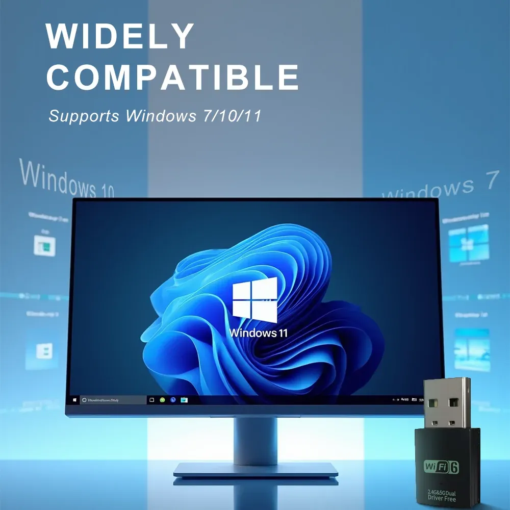 Adaptateur Bluetooth 5.3 AX900 Wi-Fi 6 Mini USB, clé Wi-Fi double bande 2,4 GHz, carte réseau sans pilote pour PC 3
